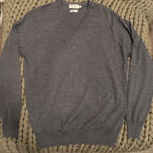 Peter Millar Crown Soft Wool Silk V-Neck Sweater Gray Men’s Size M